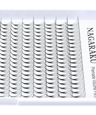 Nagaraku 10D 0.07mm D Curl 14mm Volume Eyelash Extensions - 320pcs Prefabricated Narrow Stem Fans for Stunning Lashes - Buy Online on GoSupps.com