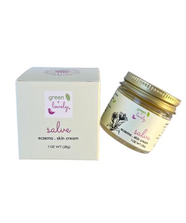 Green + Lovely Herbal Salve with Calendula + Comfrey - Organic Multi-Purpose Skin Cream Bruise Eczema Ointment - Beauty Intensive Moisturizer Sensitive Skin - (Unscented) - 1 oz