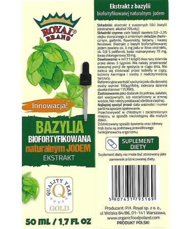 Basil extract enriched with iodine / 50 ml / 4.8 g - Buy Online on GoSupps.com