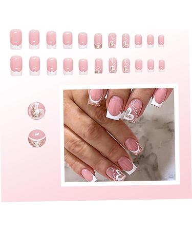 1 Set Press on Nails French Square Fake Nails Full Cover Short Press on Nails Reusable Short Nails Press on Cute Press on Nails Set for Women DIY Home Party - Buy Online on GoSupps.com