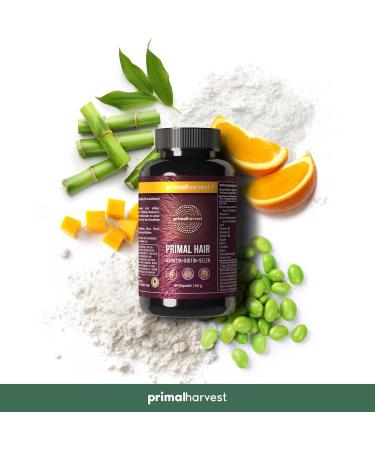 Primal Hair Supplements | Biotin Keratin & Zinc for Healthy Hair - 60 Capsules - Buy Online on GoSupps.com