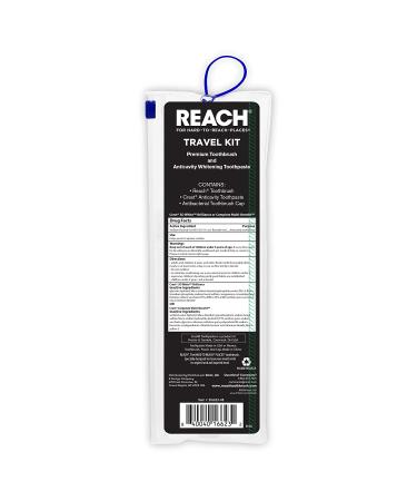 REACH Ultraclean Travel Kit Toothbrush with Cap and Toothpaste - TSA-Friendly, Multi-Angled Soft Bristles in Resealable Bag - Buy Online on GoSupps.com