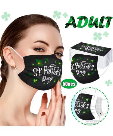 WEXCV 50-Piece One-Way Face Masks - St. Patrick's Day Breathable 3-Layer Mouth & Nose Protection for Men & Women - Dustproof & Comfortable - Buy Online on GoSupps.com