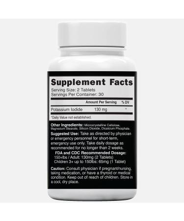 Potassium Iodide Radiation Tablets 130mg (5 Pack) - 300 Tablets EXP 10/2032 - Anti Nuclear Fallout Ki Pills - YODO Naciente - Buy Online on GoSupps.com