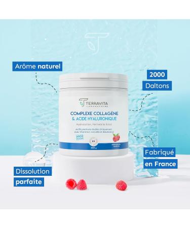 Peptan Marine Collagen + Hyaluronic Acid 200mg + Vit C | Hydration Firmness and Radiance of the Skin | Demonstrated Wrinkle Reduction | 233g Raspberry Flavor Powder | French sector | Terravita - Buy Online on GoSupps.com