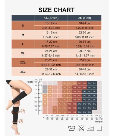 Medical Compression Stockings 20-30 mmHg for Men & Women | 2 Pairs Calf Support for Varicose Veins & Edema | Flight & Sport | 3XL Black & Beige - Buy Online on GoSupps.com