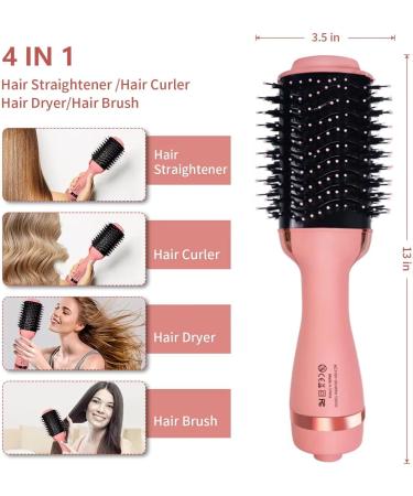 4 in 1 Pink Hair Dryer Brush - Titanium Barrel Hot Air Brush for Smooth Anti-Frizz Blowout | Women's Hair Styler - Buy Online on GoSupps.com
