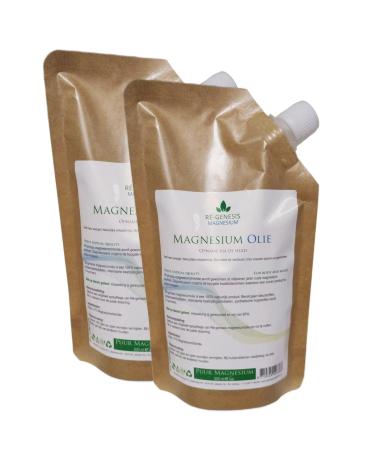 Magnesium Minerals Magnesium oil 2x400 ml refill standing pouch from R genesis for Magnesium spray bottle Magnesium oil for muscles