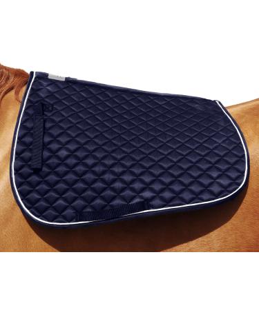 One Stop Equine Shop BasEQ Diamond Quilted Saddle Pad with Piping Navy/White