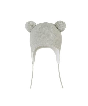 LANGZHEN Toddler Kids Infant Winter Hat Earflap Knit Warm Cap Fleece Lined Beanie for Baby Boys Girls 0-6 Months Classic -Grey