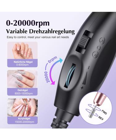 Coslus Electrical Nail Cutter for Gel Nails - 20 000 RPM Adjustable Speed & Direction - Professional Manicure & Pedicure Set in Rosagold - Buy Online on GoSupps.com