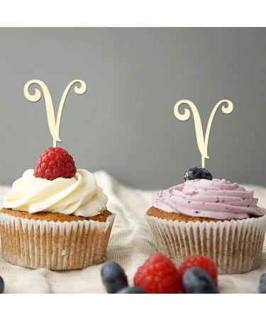 Letter V Cupcake Toppers Monogram Initial Last Name For Wedding Bridal Shower Party Decorations Romantic Reusable Wreath Floral Personalized 26Letters Birthday Gifts 6PCS Style-11 - Buy Online on GoSupps.com
