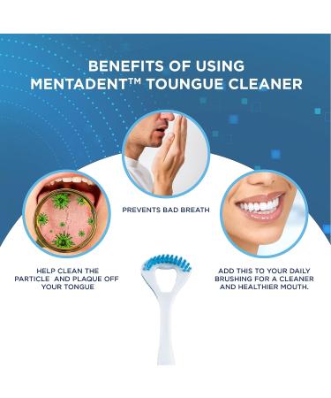 GuruNanda Mentadent Tongue Cleaner - Dual Action Brush & Scraper for Bad Breath & Odor Elimination (Multi-Color) - Buy Online on GoSupps.com
