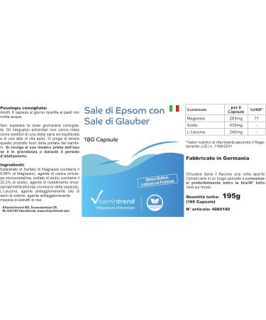 Epsom Salt and Glauber Salt - Magnesium and Sodium - 180 Capsules - Vegan - Beneficial Bottle | Vitamintrend  - Buy Online on GoSupps.com