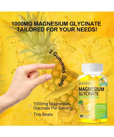 Magnesium Glycinate Gummies 1000mg - Sugar-Free Magnesium Potassium Supplement with Vitamin D B6 CoQ10 for Adults & Kids High Absorption for Calm Mood & Sleep Support - 60 Pineapple Gummies - Buy Online on GoSupps.com
