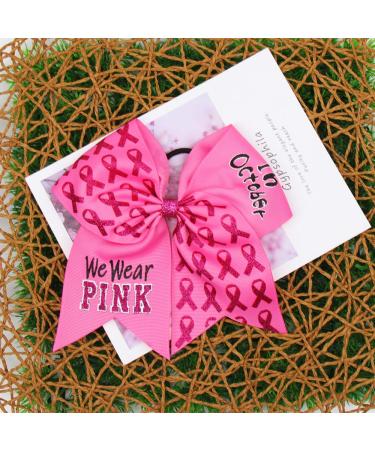 Set of 4 Subesty 7Large Breast Cancer Awareness Girls Cheerleader Hair Bows - Elastic Ponytail Holders for Cheerleader Girls - Ribbon Cheerleader Hair Bow Set - Buy Online on GoSupps.com