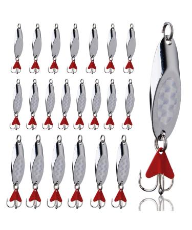 JSHANMEI Metal Spoon Casting Jigs Hard Fishing Lures with Treble Hooks Jigging Bait for Bass Salmon 5g - 10pcs