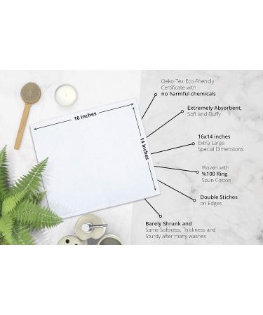 RosenSoft Extra Large Wash Cloths - 16x14 inch, 100% Turkish Cotton, Thick and Absorbent - Set of 6 White Wash Cloths for Body, Face, Hand, Gym, Spa - Fingertip Towels for Bathroom - Buy Online on GoSupps.com