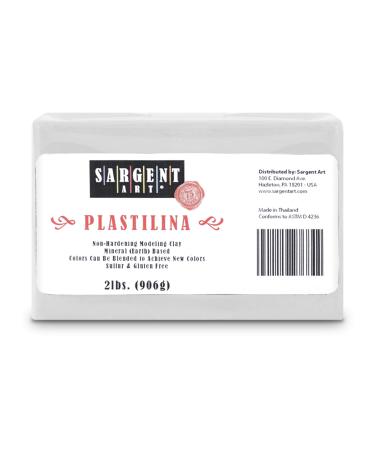 Sargent Art Plastilina Modeling Clay  White  2 Pound  Non-Hardening  Long Lasting & Non-Toxic  Great for Kids  Beginners  and Artists