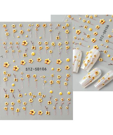 JMEOWIO 3D Embossed Flower Nail Art Stickers Decals Self-Adhesive 5D Spring Summer Colorful Floral Dandelions Nail Supplies Nail Art Design Decoration Accessories 4 Sheets - Buy Online on GoSupps.com