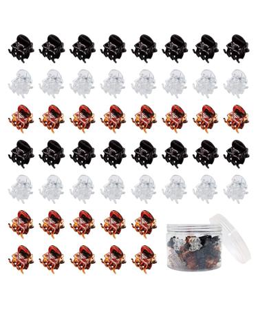 50 PCS Mini Hair Claw Clips  Bangs Strong Grip Multifunction Clamp Clips. (Black + Transparent white + brown)