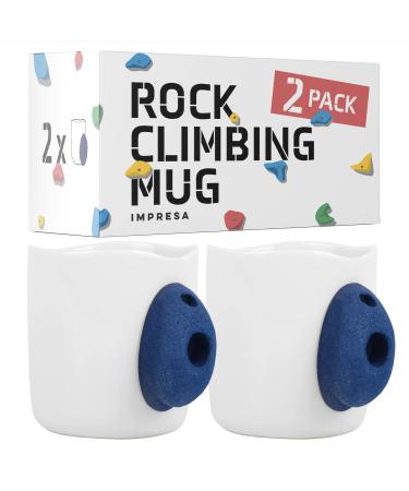 2 Pack XL 15oz Rock Climbing Mug with Wall Climbing Grips - Fun Gifts for Rock Climbers - Large Pinch Grip Mug with Bouldering Holds - Rock Climbing Gifts - Rock Climbing Gear - Rock Climber Gifts