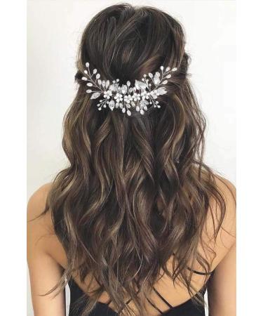 EDARY Bridal Hair Vine Silver Flower Headband with Rhinestones | Elegant Headdress & Leaf Hair Accessories for Women & Girls - Buy Online on GoSupps.com