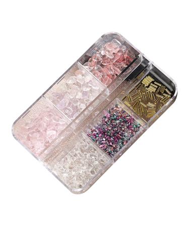 FEIlei 6 Grids Nail Jewelry Zircon Nail Art Rhinestones Decors Crystals Diamond Gems