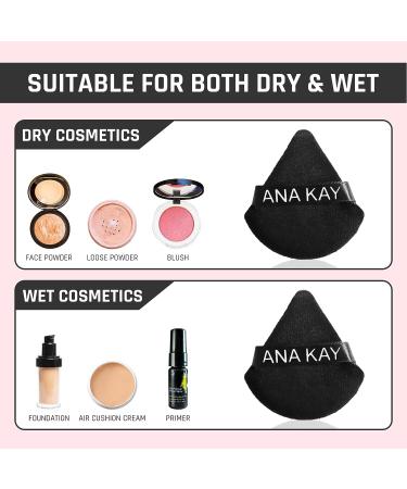 ANA KAY Premium Makeup Powder Puff Set - 6 Pack Black Triangle Puffs for Setting & Foundation Makeup - Buy Online on GoSupps.com