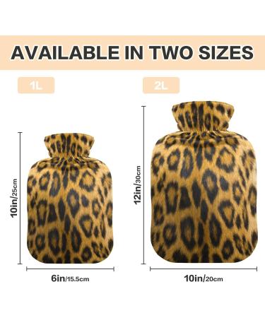 Leopard Print Hot Water Bottle 2L - Cozy Pain Relief & Winter Warmer for Hands & Feet - Buy Online on GoSupps.com