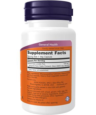 Now Foods Nattokinase 100 mg - 60 Veg Capsules for Heart Health - Buy Online on GoSupps.com