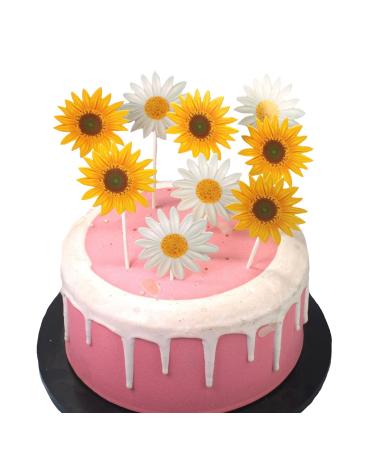 40 Pieces Sunflower Cupcake Toppers Daisy Cupcake Toppers Flower Cake Picks for Easter Spring Party Decor Baby Shower Dessert Supplies