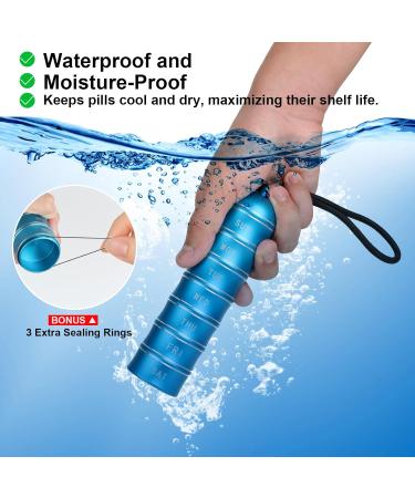 Stackable Waterproof Metal Pill Box | 7 Day Organizer for Vitamins Supplements & Nutraceuticals - 2 Pcs Travel Pill Box - Buy Online on GoSupps.com