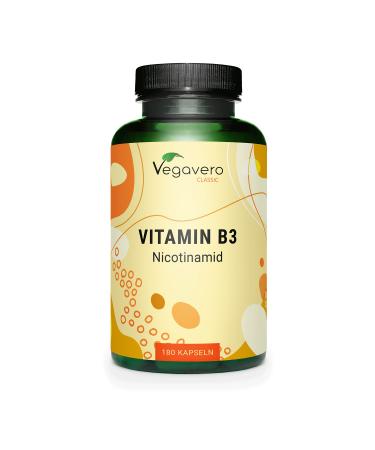 Vitamin B3 Nicotinamide Vegavero | 500mg | Flush Free Niacinamide | NO Additives Lab-Tested | 180 Capsules | Vegan