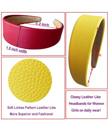 Chic Navy Vegan Leather Headband for Women - Wide PU Hair Band for Non-Slip Style - 1.6 inch - Buy Online on GoSupps.com