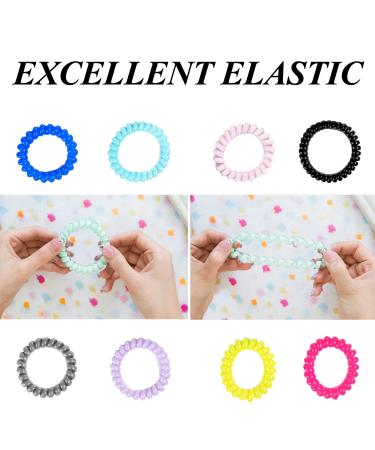 LuzGod 20 Color Spiral Coil Bracelet Hair Ties Bulk - Waterproof Telephone Cord Scrunchies for All Hair Types - Ideal for Women, Girls, and Teens - Buy Online on GoSupps.com