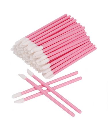 AKStore 200 Pcs Disposable Lip Brushes Make Up Brush Lipstick Lip Gloss Wands Applicator Tool Makeup Beauty Tool Kits Pink