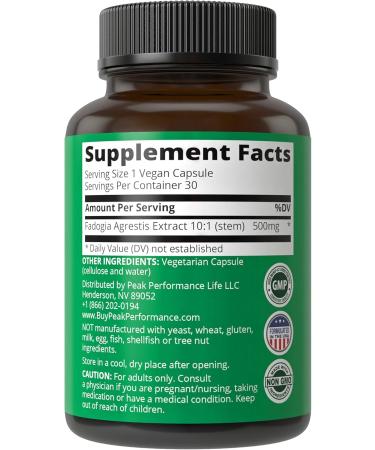 Fadogia Agrestis Ultra High Strength 10:1 Extract - Vegan Capsules for Energy & Athletic Performance | USA Tested Supplement - Buy Online on GoSupps.com