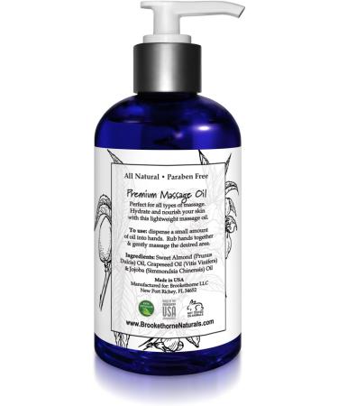 Unscented Massage Oil - 100% Natural Body Oil for Massage Therapy | Sweet Almond Grapeseed & Jojoba - Premium Carrier Oil for Aromatherapy | Brookethorne Naturals 8.5 Fl Oz - Buy Online on GoSupps.com