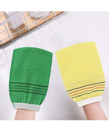 Korean Exfoliating Washcloth & Scrub Mitt Set - 5 Pack | Premium Body Scrub Gloves for Dead Skin Removal | Bath & Shower Exfoliating Scrubber for Men and Women - 3 Green & 2 Yellow - Buy Online on GoSupps.com
