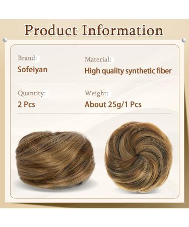 Sofeiyan 2PCS Mini Claw Clip Hair Bun Extension - Synthetic Messy Cat Ears Updo Space Bun Accessory for Women & Girls- Brown & Blonde - Buy Online on GoSupps.com