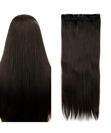 S-noilite Fashion 26 Inches (66cm) Half Full Head One Piece 5clips Clip in Hair Extensions Long Straight Extension(Dark Brown) Dark Brown 26 Inch
