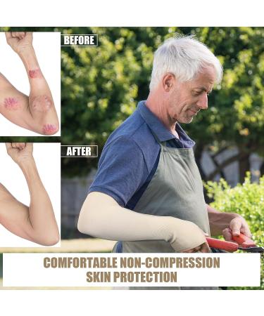 8 Pairs Elderly Skin Protector Sleeves | Arm Sleeve for Thin Skin Tear & Bruise Protection | Nude Color - Buy Online on GoSupps.com