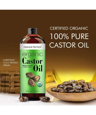 Organic Castor Oil USDA Certified for Hair Growth & Skin Health -16 fl. oz - Buy Online on GoSupps.com