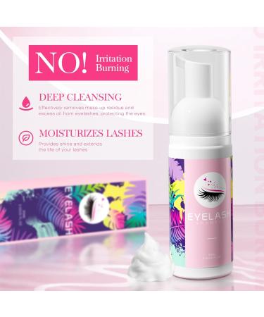 Lash Cleaning Kit - Eyelash Extension Cleanser 60ml | Salon & Home Use Shampoo Wash with Brush - Best for Clean & Care - Buy Online on GoSupps.com