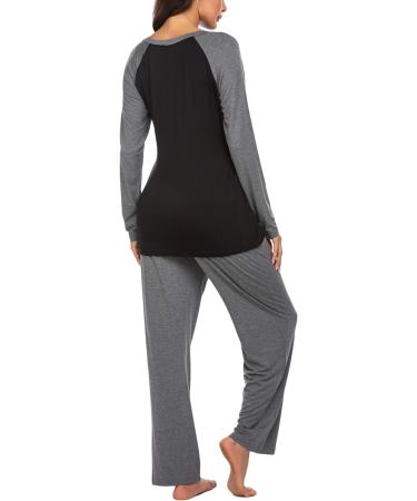 Ekouaer Women's Nursing Pyjamas Set - Long Sleeve Modal Maternity Pajamas - Winter Maternity Fashion - XXL Grey - Buy Online on GoSupps.com