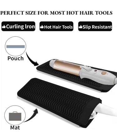 Buy Heat Resistant Hair Iron Mat Pouch - Portable Silicone Travel Mat for Flat & Curling Irons | Black - Buy Online on GoSupps.com