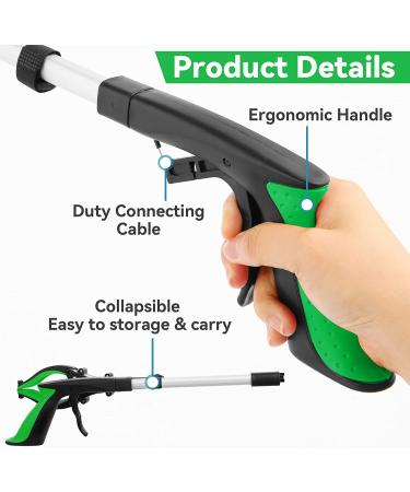 2-Pack Grabber Reacher Tool with Light  32" Foldable Pick Up Stick Trash Claw Grabber with 90Rotating Anti-Slip Jaw  Strong Magnetic Tip  Reaching Assist Tool for Elderly  Seniors Green - Buy Online on GoSupps.com