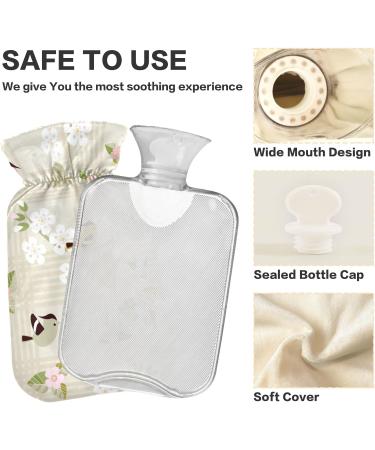 NAANLE Transparent Hot Water Bottle with Lid - Floral Design for Pain Relief & Therapy | 1L Heat Bottle for Back & Foot Warmth - Buy Online on GoSupps.com
