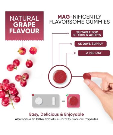 High Potency Magnesium Gummies - 90 Vegan Gummies | 1136mg Magnesium Citrate with 125mg Magnesium | Chewable Supplements for Adults & Kids - Gluten Free | 45 Day Supply - Buy Online on GoSupps.com